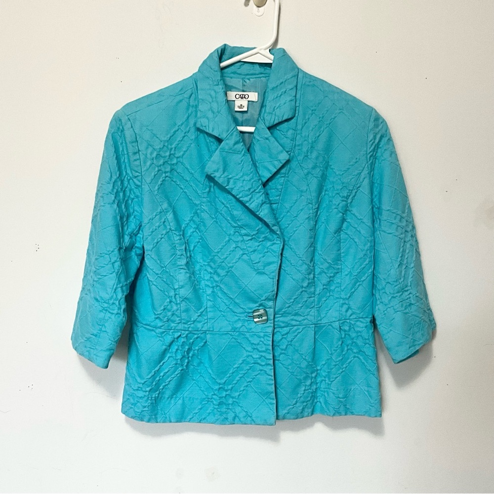 Cato Womens Sz 10 Lightweight Jacket Blazer 1 Button 3/4 Sleeve